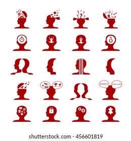 Mind Icons Set - Isolated On White Background - Vector Illustration, Graphic Design. For Web, Websites, Print, Presentation Templates, Mobile Applications And Promotional Materials