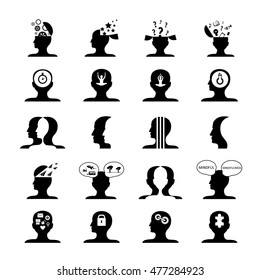 Mind Icons Set - Isolated On White Background - Vector Illustration, Graphic Design. For Web, Websites, Print, Presentation Templates, Mobile Applications And Promotional Materials