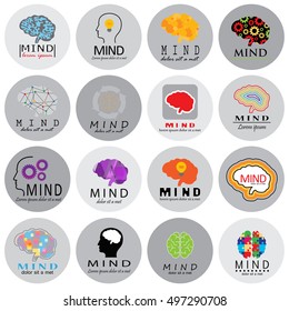 Mind Icons Set - Isolated On White Background - Vector Illustration, Graphic Design. For Web, Websites, Print, Presentation Templates, Mobile Applications And Promotional Materials