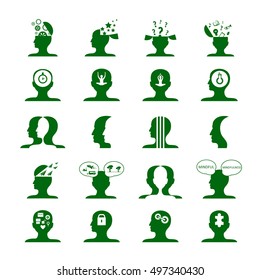 Mind Icons Set - Isolated On White Background - Vector Illustration, Graphic Design. For Web, Websites, Print, Presentation Templates, Mobile Applications And Promotional Materials