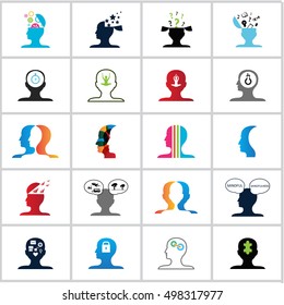 Mind Icons Set - einzeln auf weißem Hintergrund - Vektorgrafik, Grafikdesign. Für Web, Websites, Print, Präsentationsvorlagen, mobile Anwendungen und Werbematerialien
