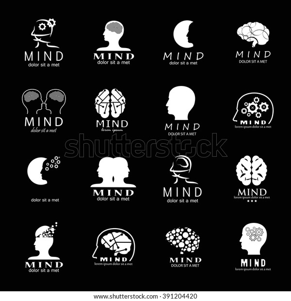 Mind Icons Set Isolated On Black Stock Vector Royalty Free