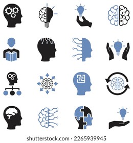 Mind Icons. Two Tone Flat Design. Vector Illustration.