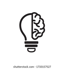 Mind, idea and brain concepts. Brain and idea lightbulb icon.