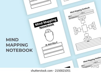 Mind information planner template interior. Daily activity planner and mind mapping journal template. Interior of a logbook. Mind mapping and information checker diary interior.