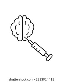 mind with injection icon, vector best line icon.