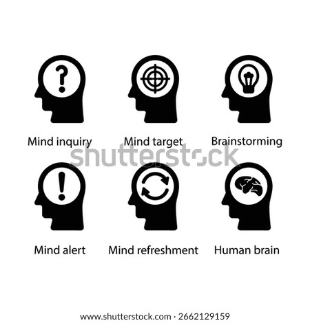 Mind inquiry, target, Brainstorming, alert, refreshment, Human brain, icon