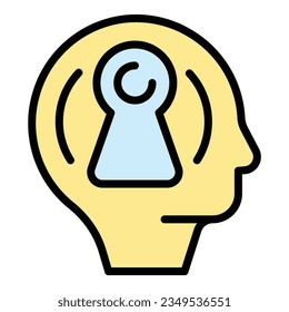 Vector de contorno de icono de la tecla Mind. Reducción de estrés. Autocolor de alma plano