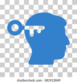 Mind Key vector pictograph. Illustration style is a flat iconic cobalt symbol on a transparent background.