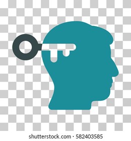 Mind Key vector pictograph. Illustration style is a flat iconic bicolor soft blue symbol on a transparent background.