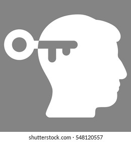 Mind Key vector pictograph. Style is flat graphic symbol, white color, gray background.