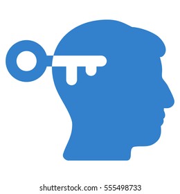Mind Key vector pictograph. Style is flat graphic symbol, cobalt color, white background.