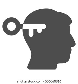 Mind Key vector pictograph. Style is flat graphic symbol, gray color, white background.