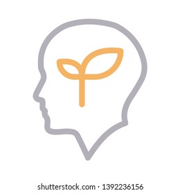 mind leaf vector color line icon