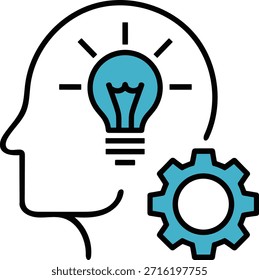 Mente com lâmpada e equipamento como conceito para inovação criativa. Representa imaginação, inspiração, soluções, ideias, ideias e processo de pensamento