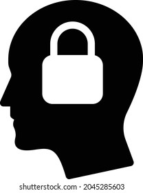 mind lock vector glyph flat icon