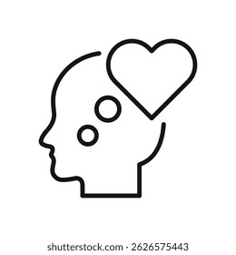 Mind love mental health vector line icon