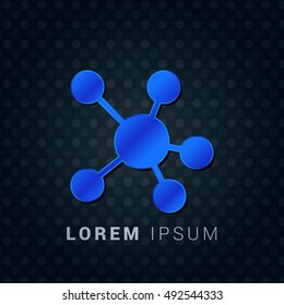 Mind Map Blue metallic chromium precious Icon / Logo Design