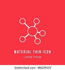 Mind Map Bright red material designed line thin flat icon / logo