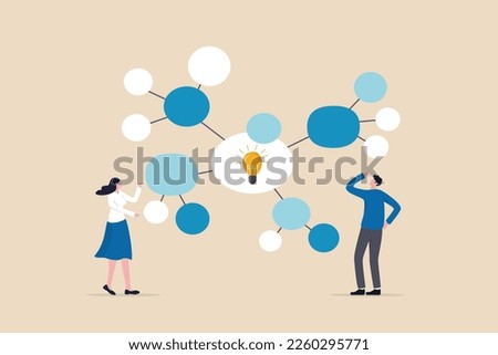 Mind map diagram for idea research, plan or thinking for solution to solve problem, visualization or prioritize, decision making concept, business people writing mind map diagram for easy understand.