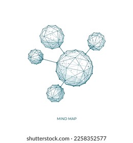 Mind Map. Symbol für digitale Technologie. Low-Poly-Wireframe Einzige Vektorgrafik. EPS10