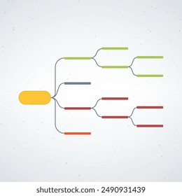 Mind map, flowchart, tree chart with three elements template, mind map infographic, decision map chart. Stock vector illustration isolated on white background.