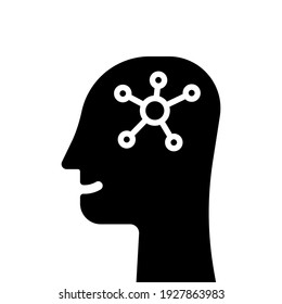 Mind Map In Head Like Cognitive Function Icon. Concept Of Experience Or Neural Connections Or Smart Research. Flat Modern Simple Cartoon Logotype Graphic Design Element Isolated On White Background