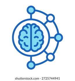 Mind Map Icon Blue Color Style Vector Illustration