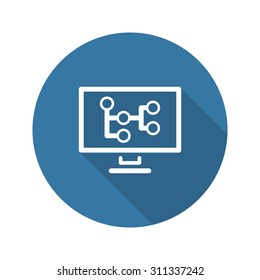 Mind Map Icon. Business Concept. Flat Design. Long Shadow. Isolated Illustration.