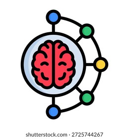 Mind Map Icon Lineal Color Style Vector Illustration