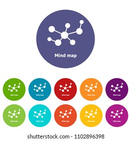 Mind map icons color set vector for any web design on white background