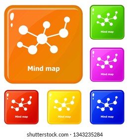 Mind map icons set collection vector 6 color isolated on white background
