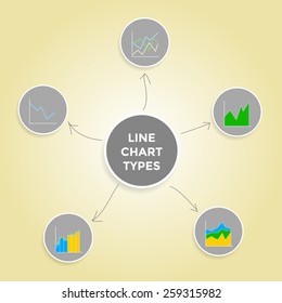 Mind map line chart types - Set of Infographic Elements Collection in flat design style with hand drawn elements for presentation, booklet, website etc. Vector illustration