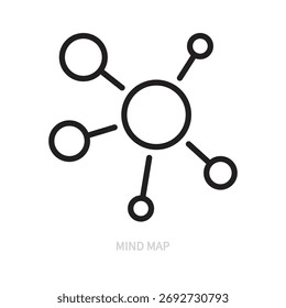 Icono de línea del mapa mental, símbolo. Concepto de análisis de datos. Aislado en un fondo blanco. Trazo editable. Diseño plano. Ilustración vectorial.