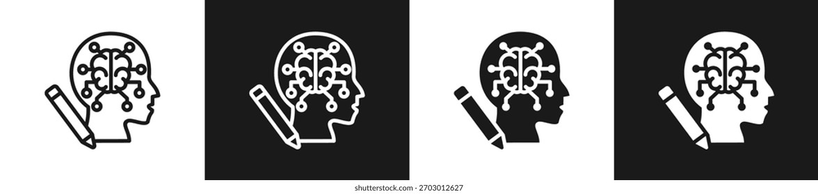 Mind Map Linie N Glyphe Symbol auf weißem und schwarzem Hintergrund