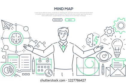 Mind Map - Modern Line Design Style Web Banner