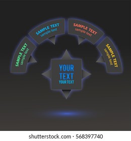 Mind map on a dark gray background. Vector Project management mind map scheme concept diagram.Mind map with place for your content. 