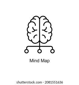 Mind Map vector outline Icon. Pixel Perfect. For Mobile and Web. stock illustration