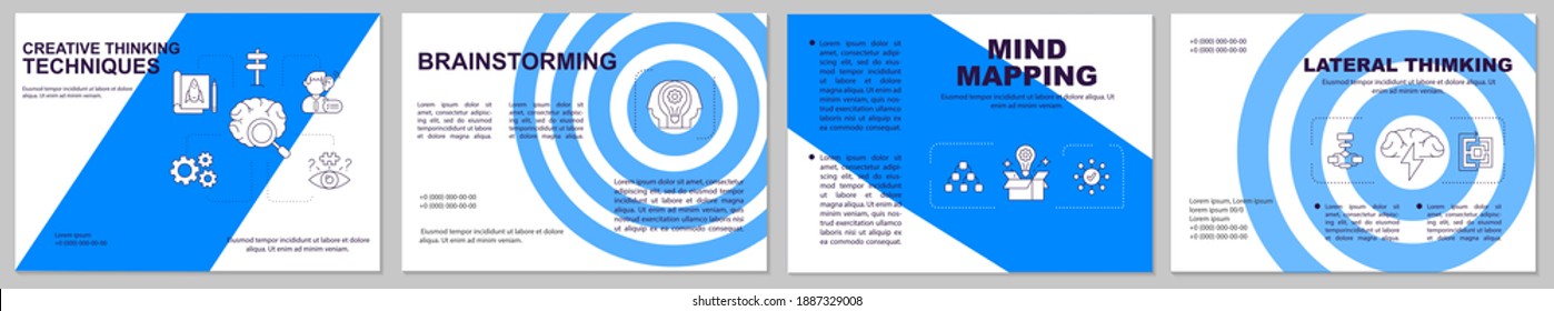 Mind mapping brochure template. Lateral thinking. Brainstorm. Flyer, booklet, leaflet print, cover design with linear icons. Vector layouts for magazines, annual reports, advertising posters