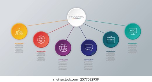 Mind mapping and flow chart template with business icons