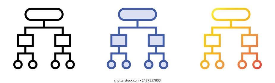 mind mapping icon. Linear, Blue Fill and Gradient Style Design Isolated On White Background