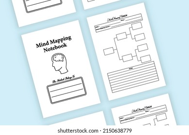 Mind mapping notebook interior. Daily mind information checker and task tracker template. Interior of a journal. Future plan tracker and mind info recorder notebook interior.