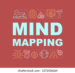 Mind mapping word concepts banner. Critical thinking. Big data. Isolated lettering typography idea with linear icons. Analytical skills. Data analytics. Vector outline illustration