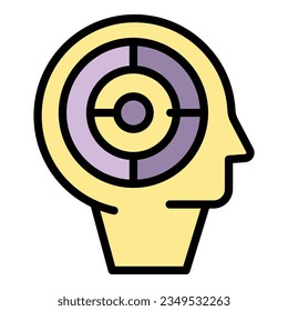 Mind massage icon outline vector. Stress reduction. Calm spa color flat