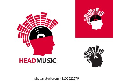 Mind Music Logo Template Design Vector, Emblem, Design Concept, Creative Symbol, Icon
