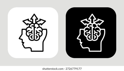 Icono del camino de la mente en estilo de línea blanco y negro