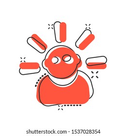 Mind people icon in comic style. Human frustration vector cartoon illustration pictogram. Thinking business concept splash effect.