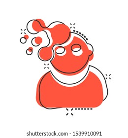 Mind people icon in comic style. Human frustration vector cartoon illustration pictogram. Thinking business concept splash effect.
