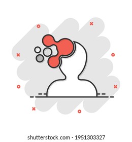 Mind people icon in comic style. Human frustration vector cartoon illustration pictogram. Mind thinking business concept splash effect.