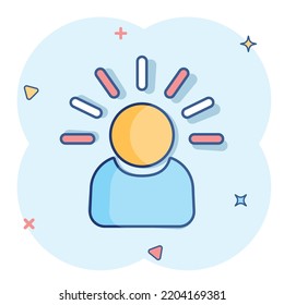 Mind people icon in comic style. Human frustration vector cartoon illustration pictogram. Mind thinking business concept splash effect.